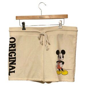 Disney Mickey Mouse White Shorts Women's Size XL Cotton Draw String Lounge